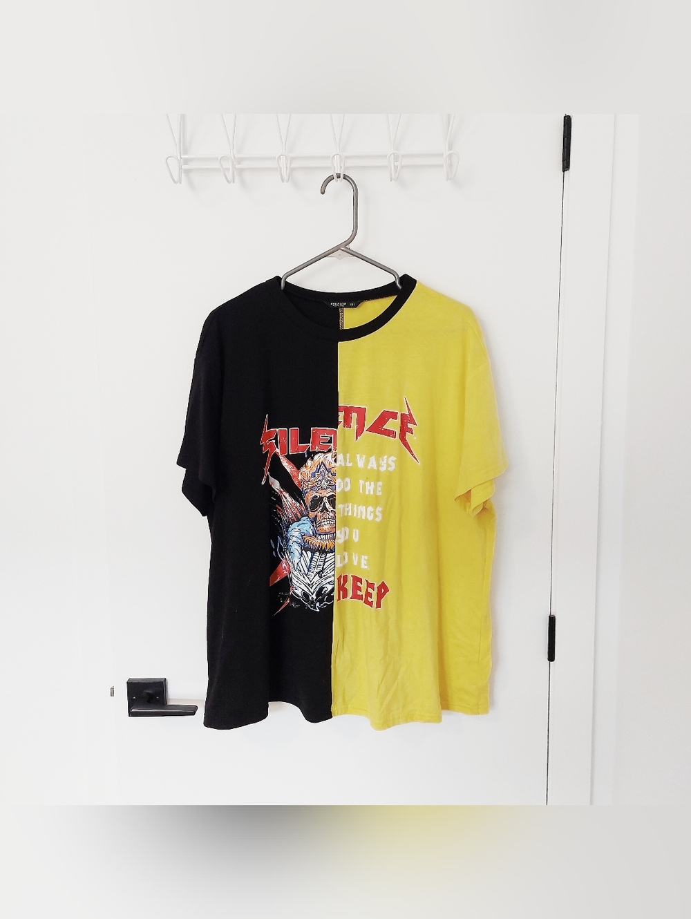 Black and yellow graphic t-shirt
